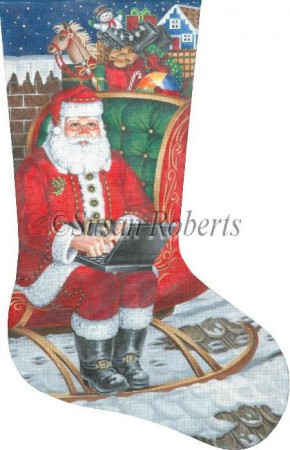 click here to view larger image of Laptop Santa Stocking - 18ct (hand painted canvases)