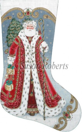 click here to view larger image of Elegant Santa Stocking - 13ct (hand painted canvases)