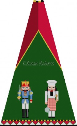 click here to view larger image of Blue Prince and Chef Nutcracker Tree Skirt Panel (with background) (hand painted canvases)