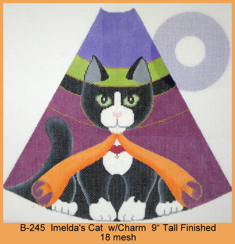 click here to view larger image of Imelda's Cat (includes Pumpkin charm) (hand painted canvases)
