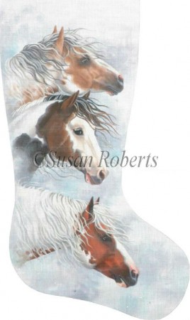 click here to view larger image of Horses in Snow Clouds Stocking (hand painted canvases)