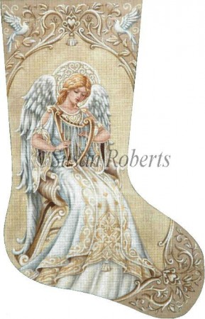 click here to view larger image of Ivory Angel Stocking - 18ct (hand painted canvases)