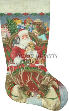 click here to view larger image of Full Sleigh Stocking (hand painted canvases)