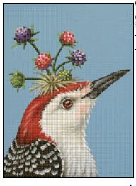 click here to view larger image of Woodpecker with Berry Crown (hand painted canvases)