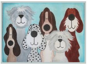 click here to view larger image of 6 Whimsical Dogs (hand painted canvases)