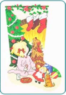 click here to view larger image of Looking for Santa Stocking - Girl (hand painted canvases)
