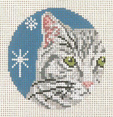 click here to view larger image of Gray Tabby Cat - Glimpse Ornament - 18ct (hand painted canvases)