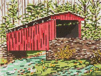 click here to view larger image of Thomas Mill Covered Bridge - 18ct (hand painted canvases)