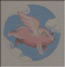 click here to view larger image of Flying Pig w/Clouds Ornament (printed canvas)