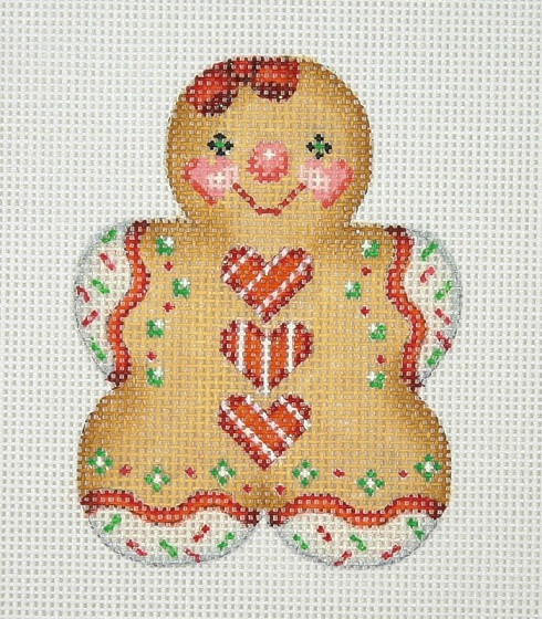 click here to view larger image of Gingerbread / Girl / White Frosting With Sprinkles / Red Heart Buttons / Red Bow (hand painted canvases)