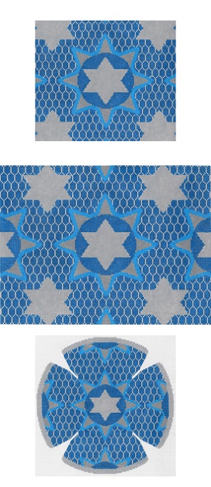 click here to view larger image of Medallion Star Blue Tefillin (hand painted canvases)