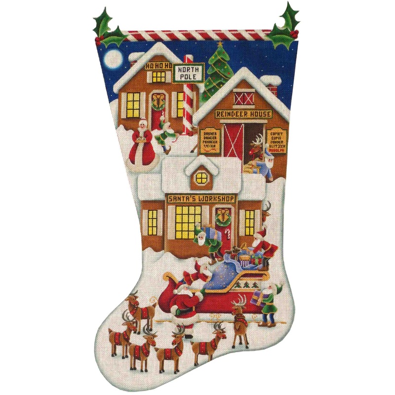 click here to view larger image of North Pole Stocking - 13ct (hand painted canvases)