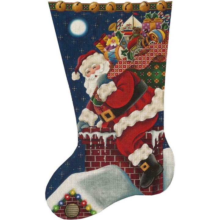 click here to view larger image of Christmas Eve Stocking  (hand painted canvases)
