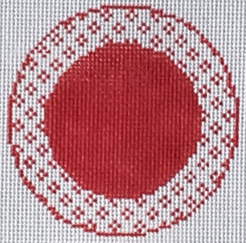 click here to view larger image of Red and White Round (hand painted canvases)