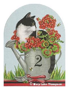 click here to view larger image of Geranium Cat (hand painted canvases)