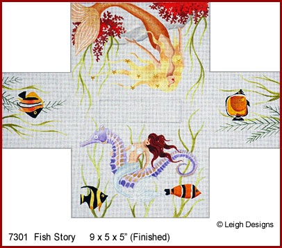 click here to view larger image of Fish Story Tissue Topper (hand painted canvases)