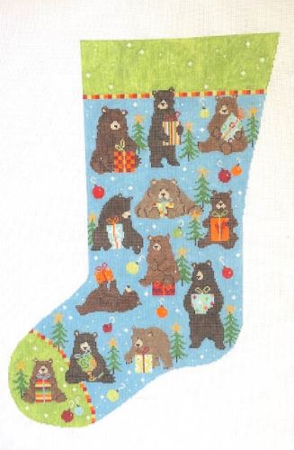 click here to view larger image of Bear Stocking (hand painted canvases)