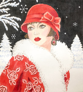 click here to view larger image of Art Deco Lady Winter (hand painted canvases)