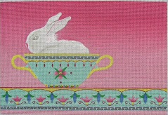 click here to view larger image of Bunny in a Soup Bowl (hand painted canvases)