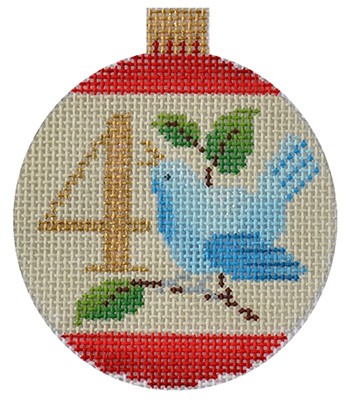 click here to view larger image of 12 Days Bauble - 4 Calling Birds (hand painted canvases)
