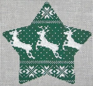 click here to view larger image of Nordic Reindeer Xmas Star Green (hand painted canvases)