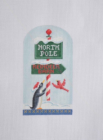 click here to view larger image of North Pole - Penguin and Sign (hand painted canvases)
