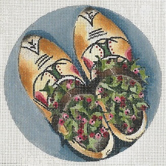 click here to view larger image of Dutch Shoes With Holly Ornament (hand painted canvases)