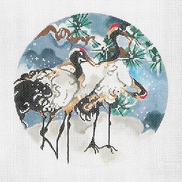click here to view larger image of 3 Snow Cranes Ornament (hand painted canvases)