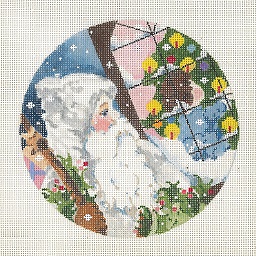 click here to view larger image of Father Christmas And Child Decorating Tree Ornament (hand painted canvases)