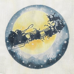 click here to view larger image of Santa And Reindeer - Full Moon Ornament (hand painted canvases)
