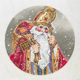 click here to view larger image of Saint Nick With Staff Ornament (hand painted canvases)