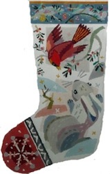 click here to view larger image of Snow Bunny Stocking (hand painted canvases)