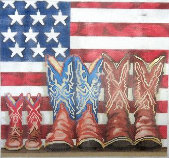 click here to view larger image of Patriotic Boots (hand painted canvases)