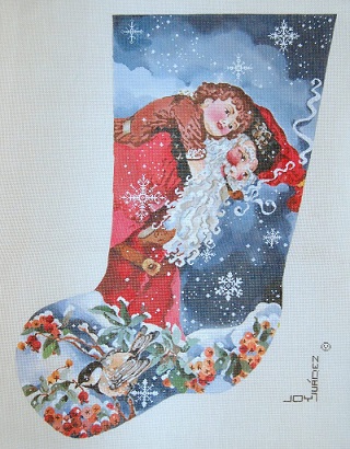click here to view larger image of Father Christmas And Tiny Tim Stocking (hand painted canvases)