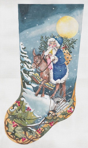 click here to view larger image of Santa On A Donkey Stocking (hand painted canvases)