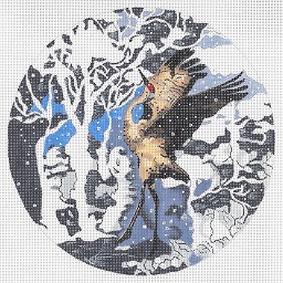 click here to view larger image of Sandhill Crane In Snow Storm Circular (hand painted canvases)
