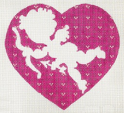 click here to view larger image of Cupid Silhouette In Maroon Heart (hand painted canvases)