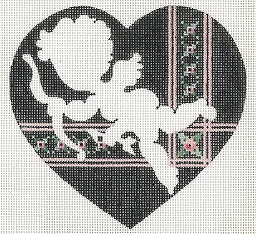 click here to view larger image of Cupid Silhouette - Black Heart (hand painted canvases)