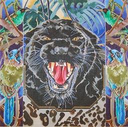 click here to view larger image of Black Leopard - Forest Birds (hand painted canvases)