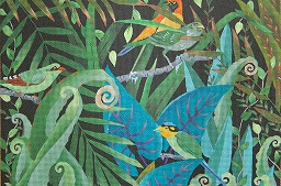 click here to view larger image of Tropical Plants and Birds Chair Cushion (hand painted canvases)