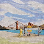 click here to view larger image of Bridge Gazing (hand painted canvases)