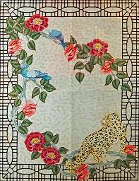click here to view larger image of Leopard / Floral Rug (hand painted canvases)