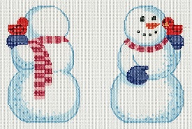 click here to view larger image of Snowman with Red Bird (hand painted canvases)