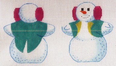 click here to view larger image of Snowman in Ear Muffs (hand painted canvases)