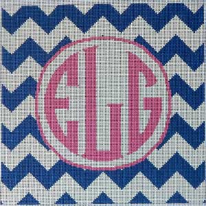 click here to view larger image of Chevron Monogram / Navy (hand painted canvases)