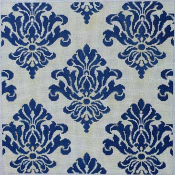 click here to view larger image of Cream / Navy Damask (hand painted canvases)