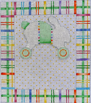 click here to view larger image of Baby Sampler Bunny / Wheels Plaid (hand painted canvases)