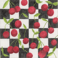 click here to view larger image of Cherries on Checks (hand painted canvases)