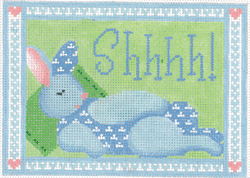 click here to view larger image of Shhh Blue Bunny (hand painted canvases)