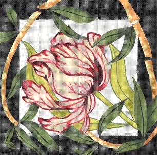 click here to view larger image of Tulip / Bamboo Border (hand painted canvases)